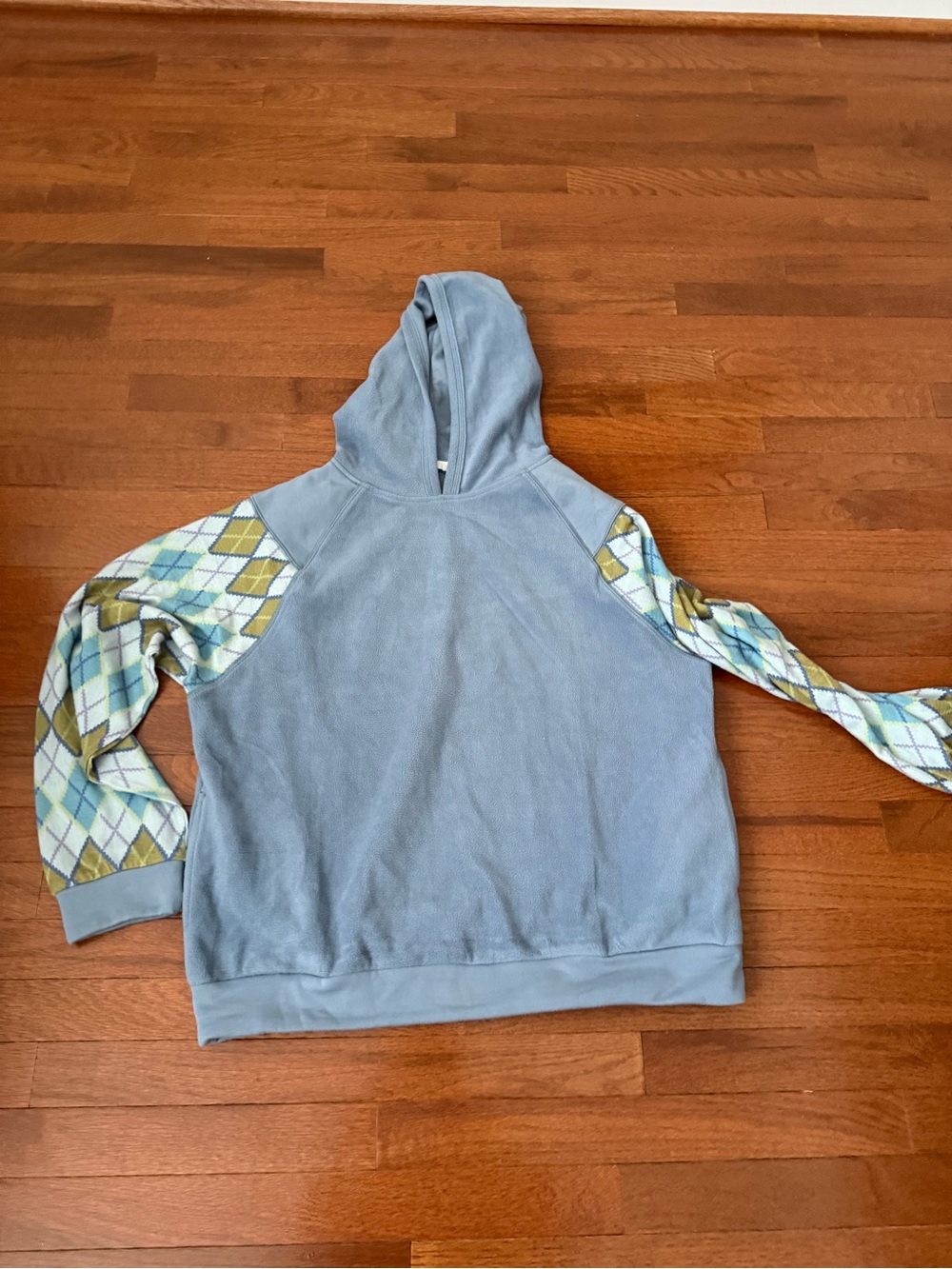 Kori Light Blue Hoodie with Argyle Sleeve Panels